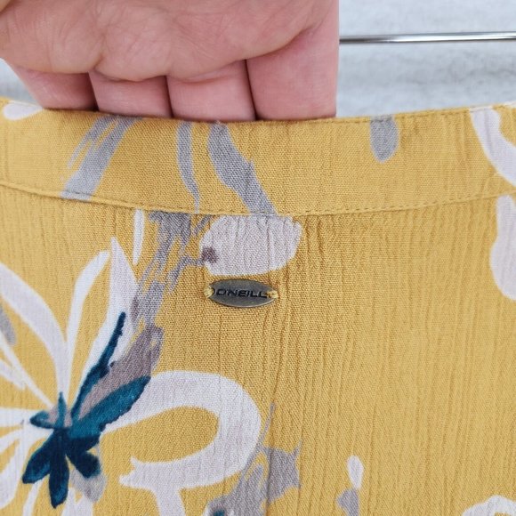 Oneill Skirt Womens Small Yellow Floral Maxi Double Slit Beach Swim Cover Casual - Picture 14 of 16